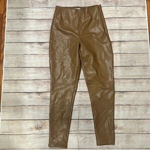 Abercrombie and Fitch Curve Love Brown Faux Leather Pants